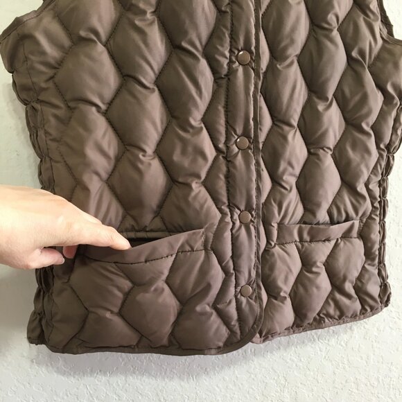Korean Fashion Puffer Vest New Womens Medium Polyester Filled Quilted Brown - Picture 3 of 11